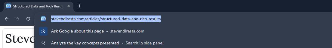 Image of a URL in the address search field of a browser